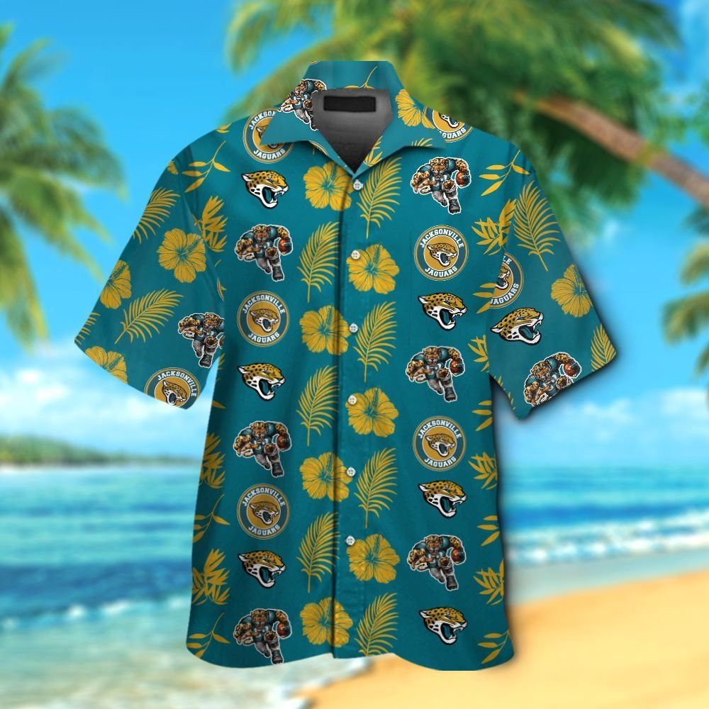 Jacksonville Jaguars Short Sleeve Button Up Tropical Hawaiian Shirt VER01
