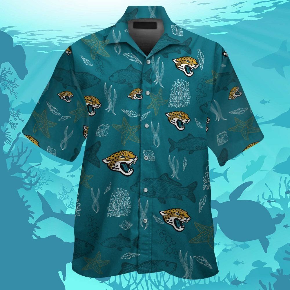 Jacksonville Jaguars Short Sleeve Button Up Tropical Hawaiian Shirt VER014