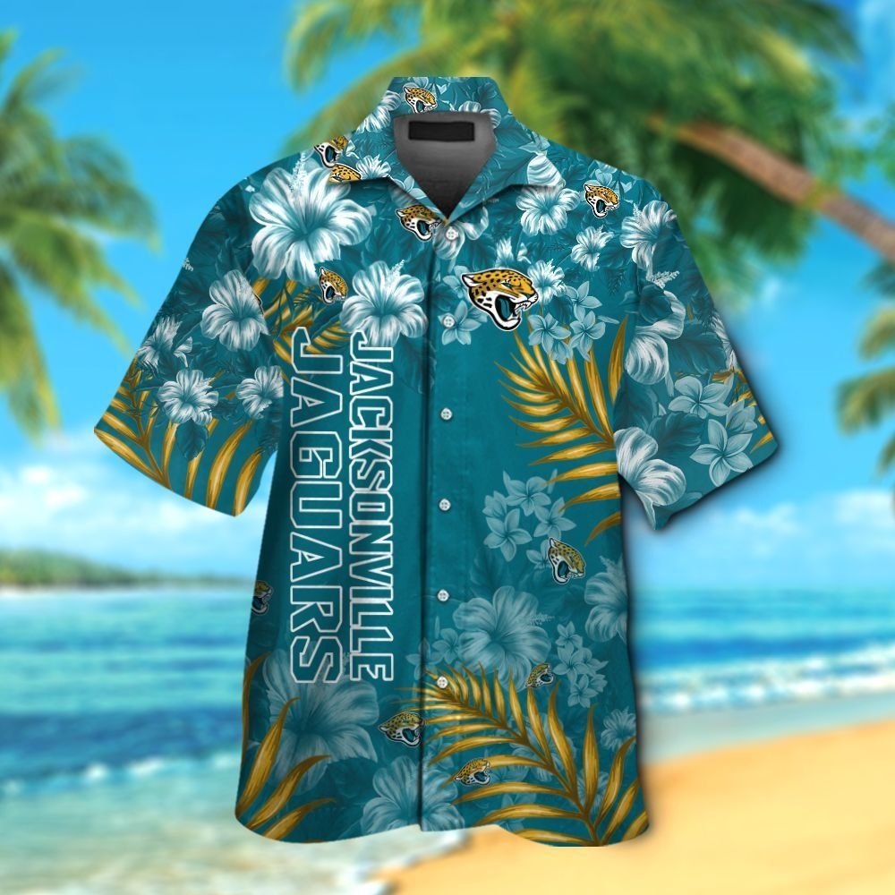 Jacksonville Jaguars Short Sleeve Button Up Tropical Hawaiian Shirt VER019