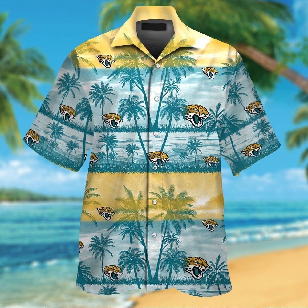 Jacksonville Jaguars Short Sleeve Button Up Tropical Hawaiian Shirt VER022