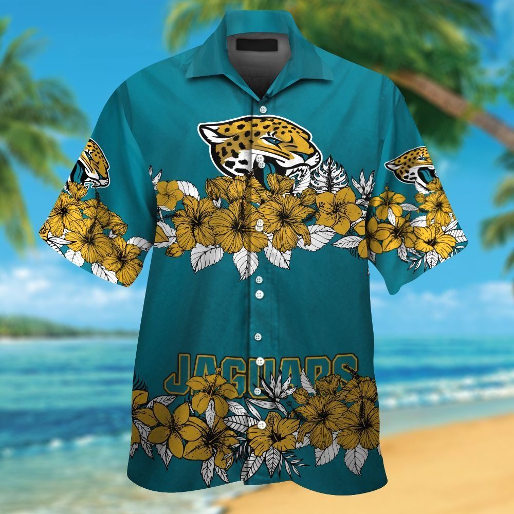 Jacksonville Jaguars Short Sleeve Button Up Tropical Hawaiian Shirt VER029