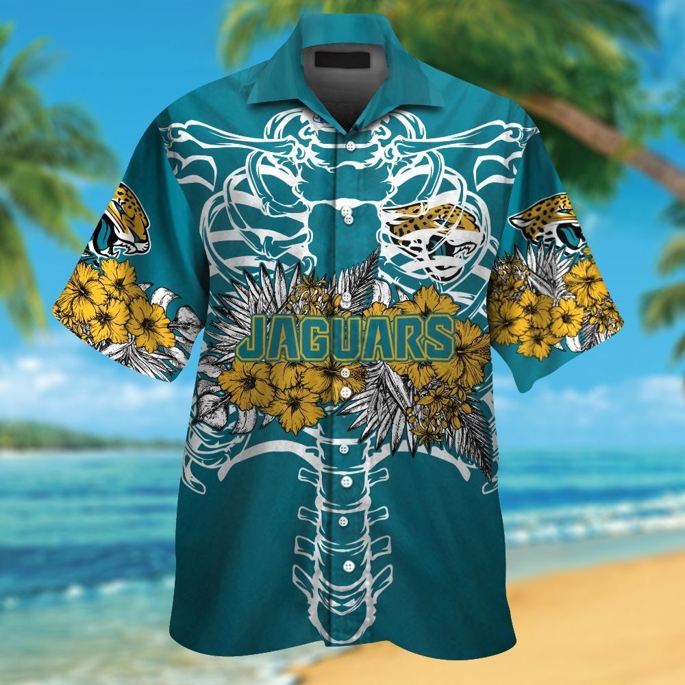 Jacksonville Jaguars Short Sleeve Button Up Tropical Hawaiian Shirt VER07