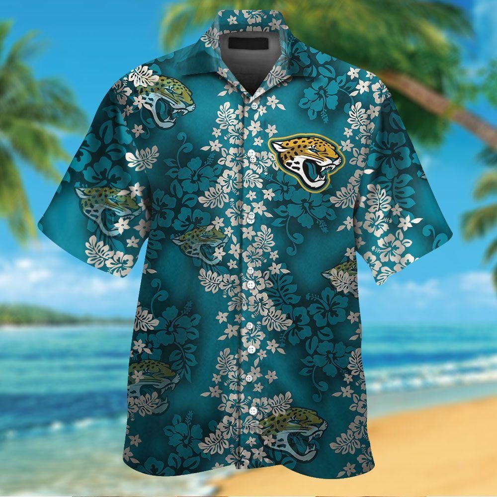 Jacksonville Jaguars Short Sleeve Button Up Tropical Hawaiian Shirt VER09