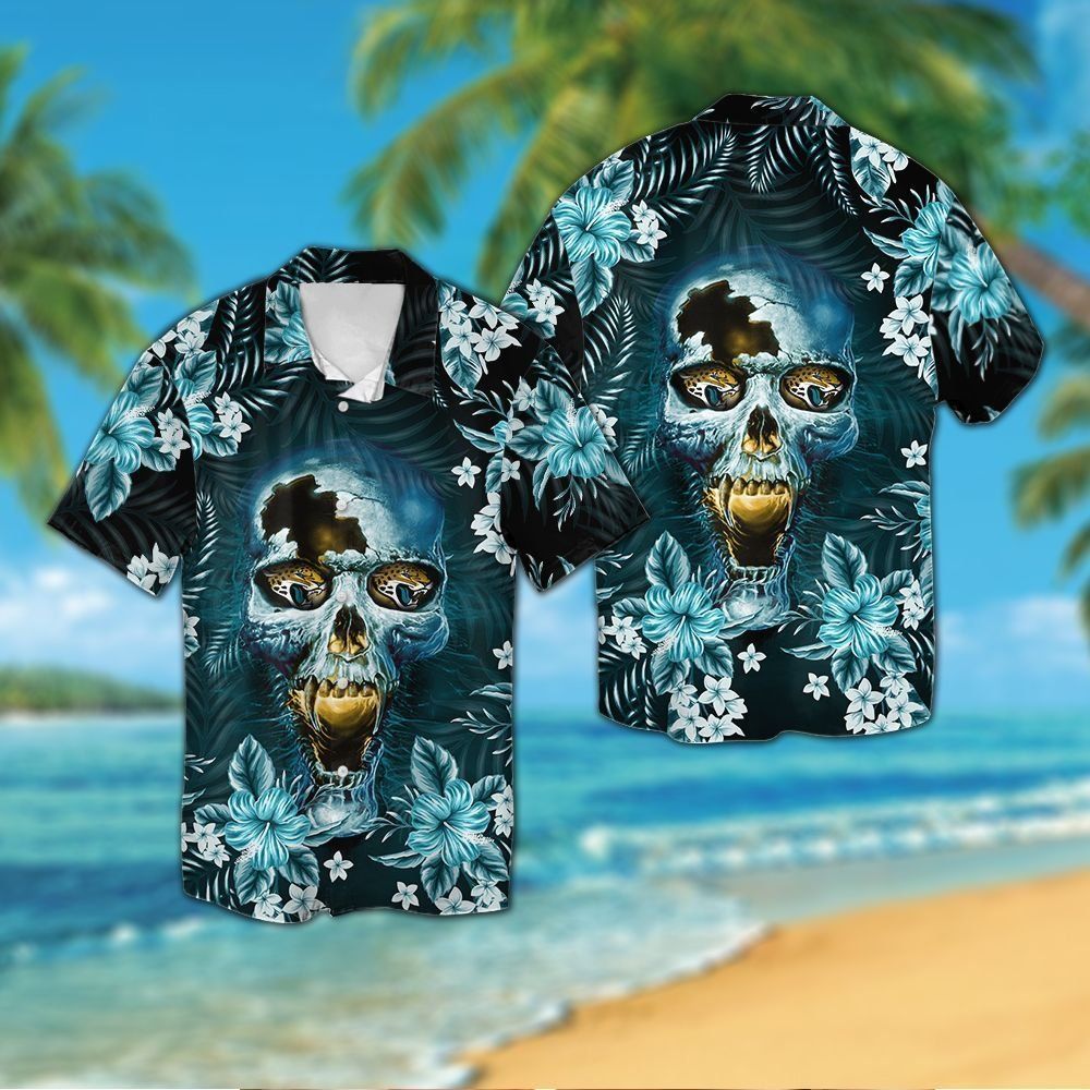 Jacksonville Jaguarsskull Short Sleeve Button Up Tropical Hawaiian Shirt VER02