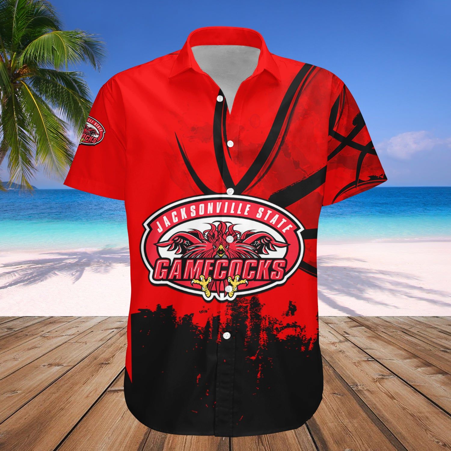Jacksonville State Gamecocks Hawaii Shirt Basketball Net Grunge Pattern – NCAA
