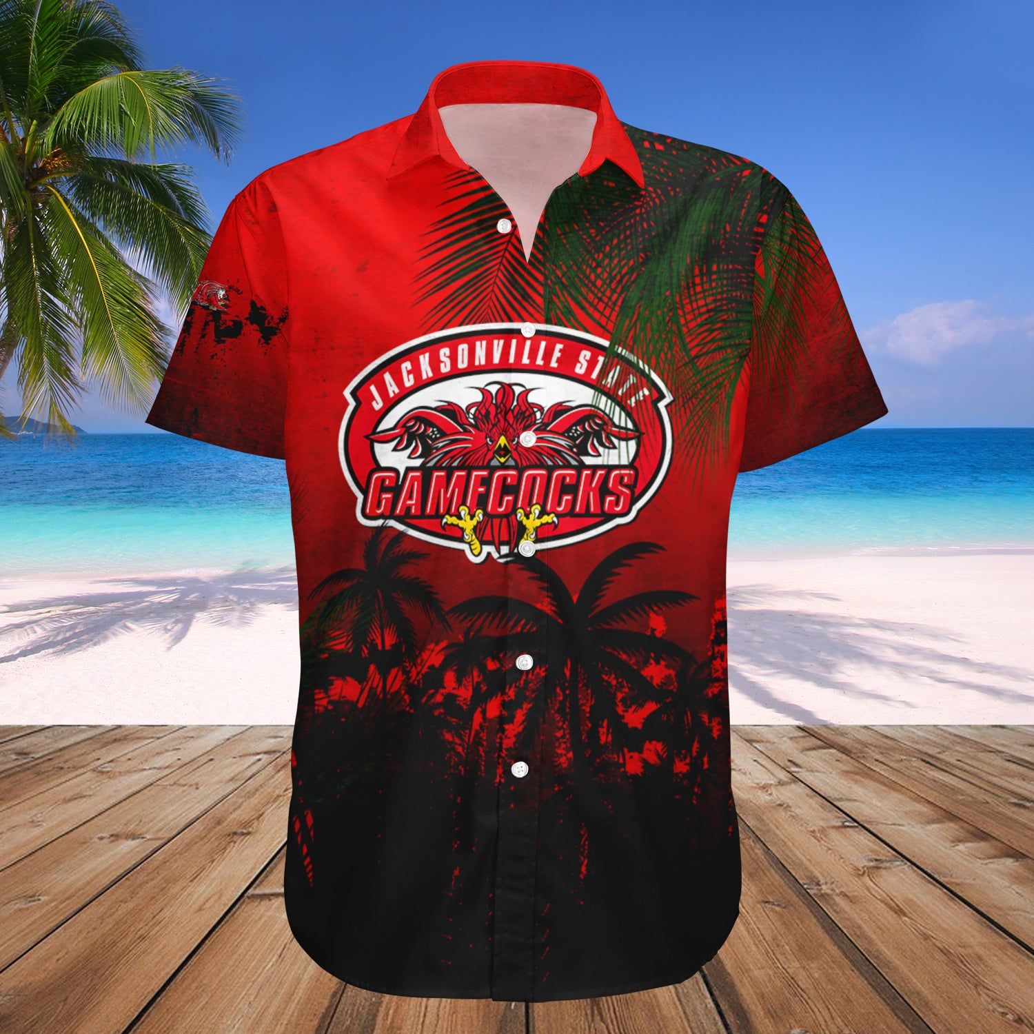 Jacksonville State Gamecocks Hawaii Shirt Coconut Tree Tropical Grunge – NCAA