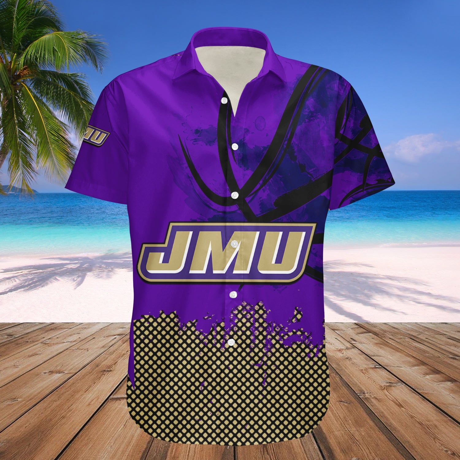 James Madison Dukes Hawaii Shirt Basketball Net Grunge Pattern – NCAA