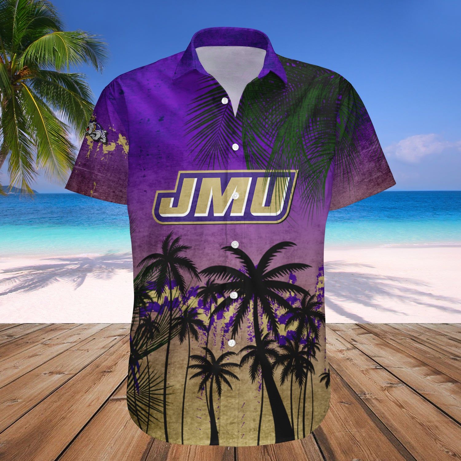 James Madison Dukes Hawaii Shirt Coconut Tree Tropical Grunge – NCAA