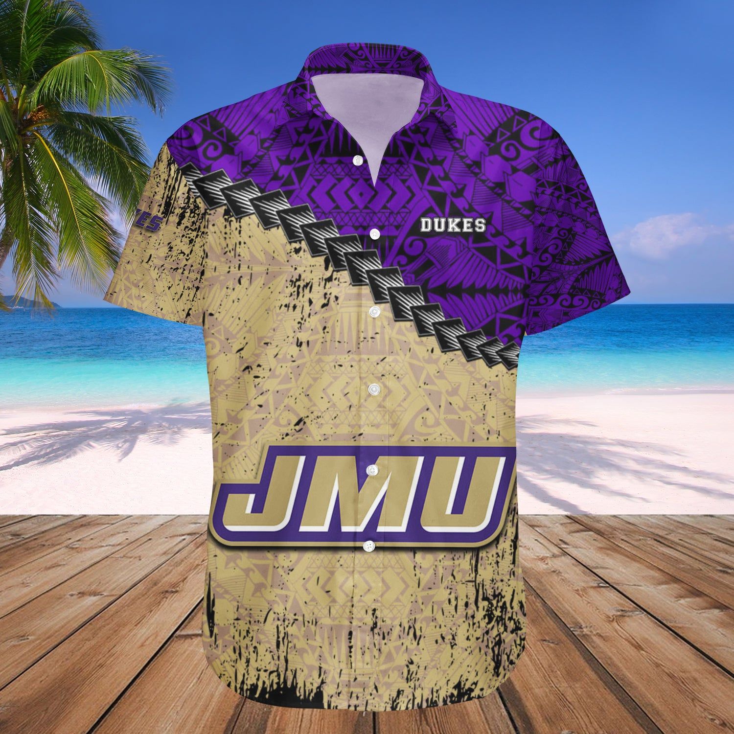 James Madison Dukes Hawaii Shirt Grunge Polynesian Tattoo – NCAA