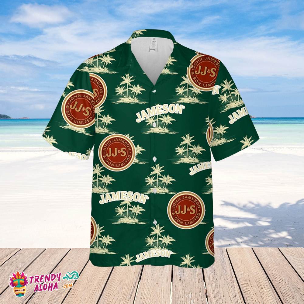 Jameson Hawaiian Coconut Island Pattern Hawaiian Beer Lover Shirt, Classic Flowers Beer Aloha Shirt
