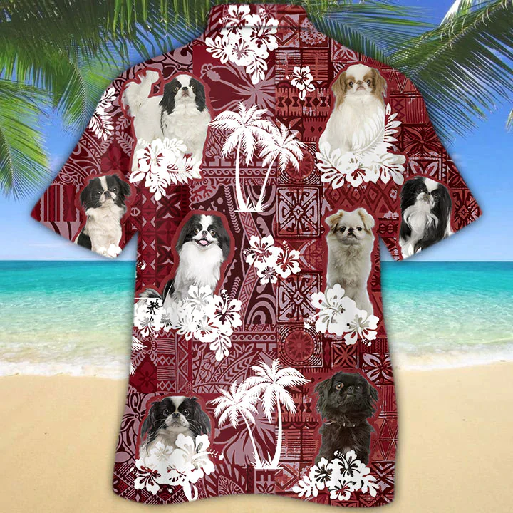 Japanese Chin Red Trendy Hawaiian Shirt, Gift For Dog Lover Shirts, Animal Summer Shirts