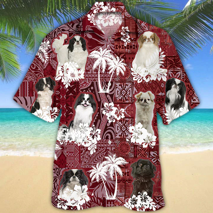 Japanese Chin Red Trendy Hawaiian Shirt, Gift For Dog Lover Shirts, Animal Summer Shirts Japanese Chin Red Trendy Hawaiian Shirt, Gift For Dog Lover Shirts, Animal Summer Shirts