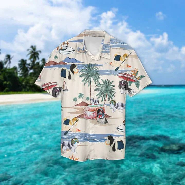 Japanese Chin Summer Beach Hawaiian Shirt, Hawaiian Shirts For Men Women Short Sleeve Aloha Beach Shirt