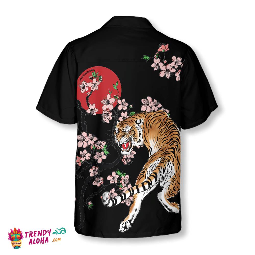 Japanese Tiger Sakura Shirt For Men Hawaiian Shirt