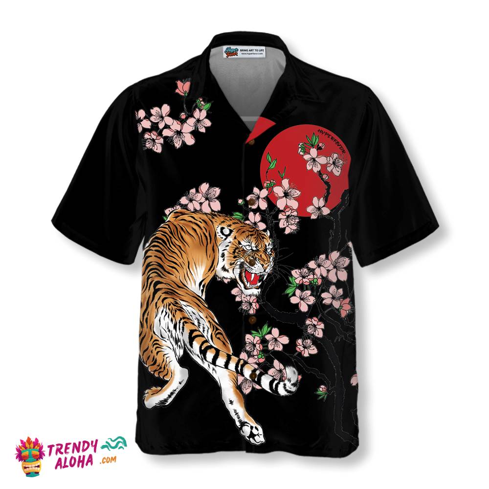 Japanese Tiger Sakura Shirt For Men Hawaiian Shirt