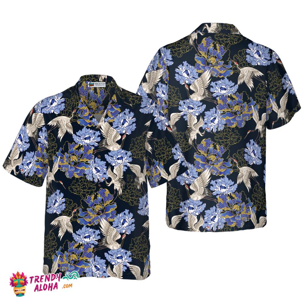 Japanese White Cranes Hawaiian Shirt