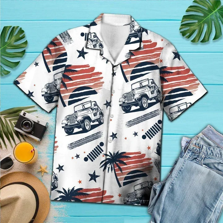 Jee Car Trendy Hawaiian Shirt, Jee On The Beach Black And White Style Trendy Hawaiian Shirt