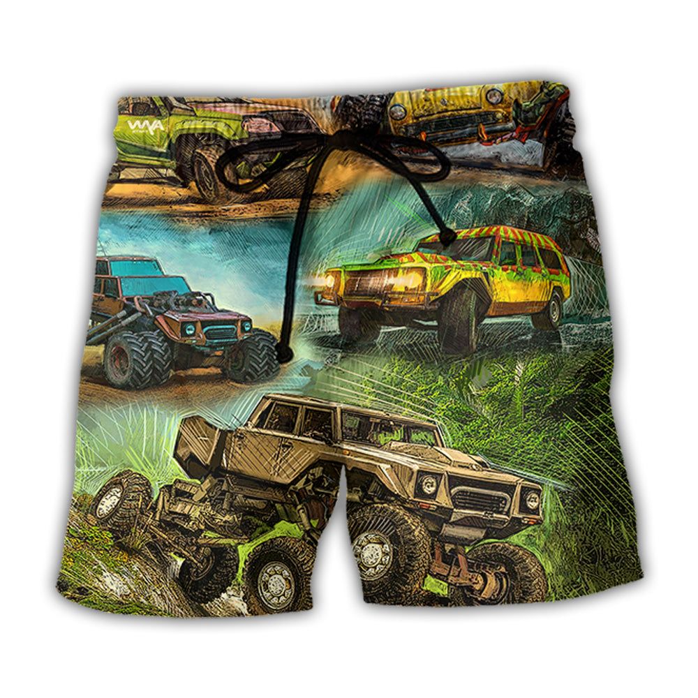 Jeep Abstract So Cool Vintage Art Style Trendy Aloha Hawaiian Beach Shorts Jeep Abstract So Cool Vintage Art Style Trendy Aloha Hawaiian Beach Shorts