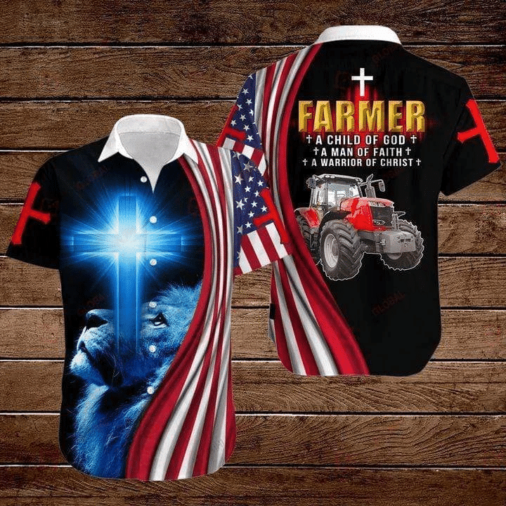 Jeep Farmer A Warrior Of Christ Lion God Hawaiian Shirt