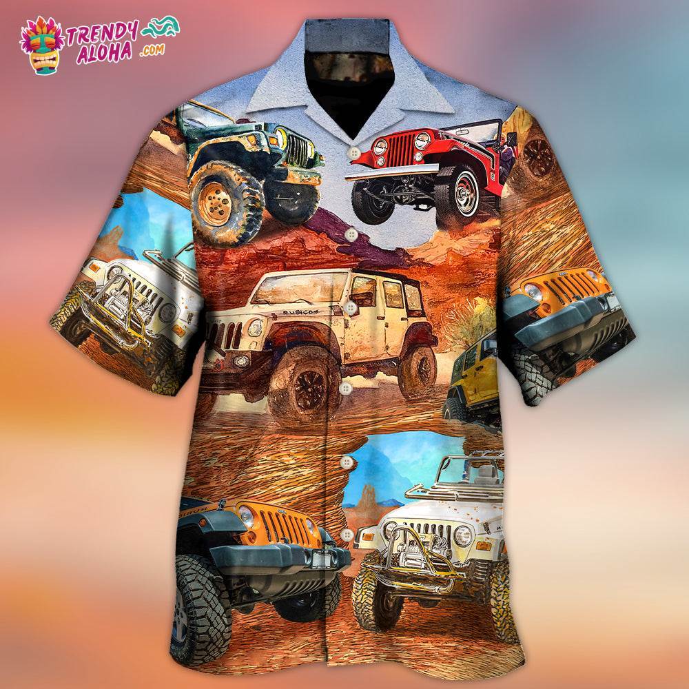 Jeep In The Desert Vintage Art Style Hawaiian Shirt – Trendy Aloha