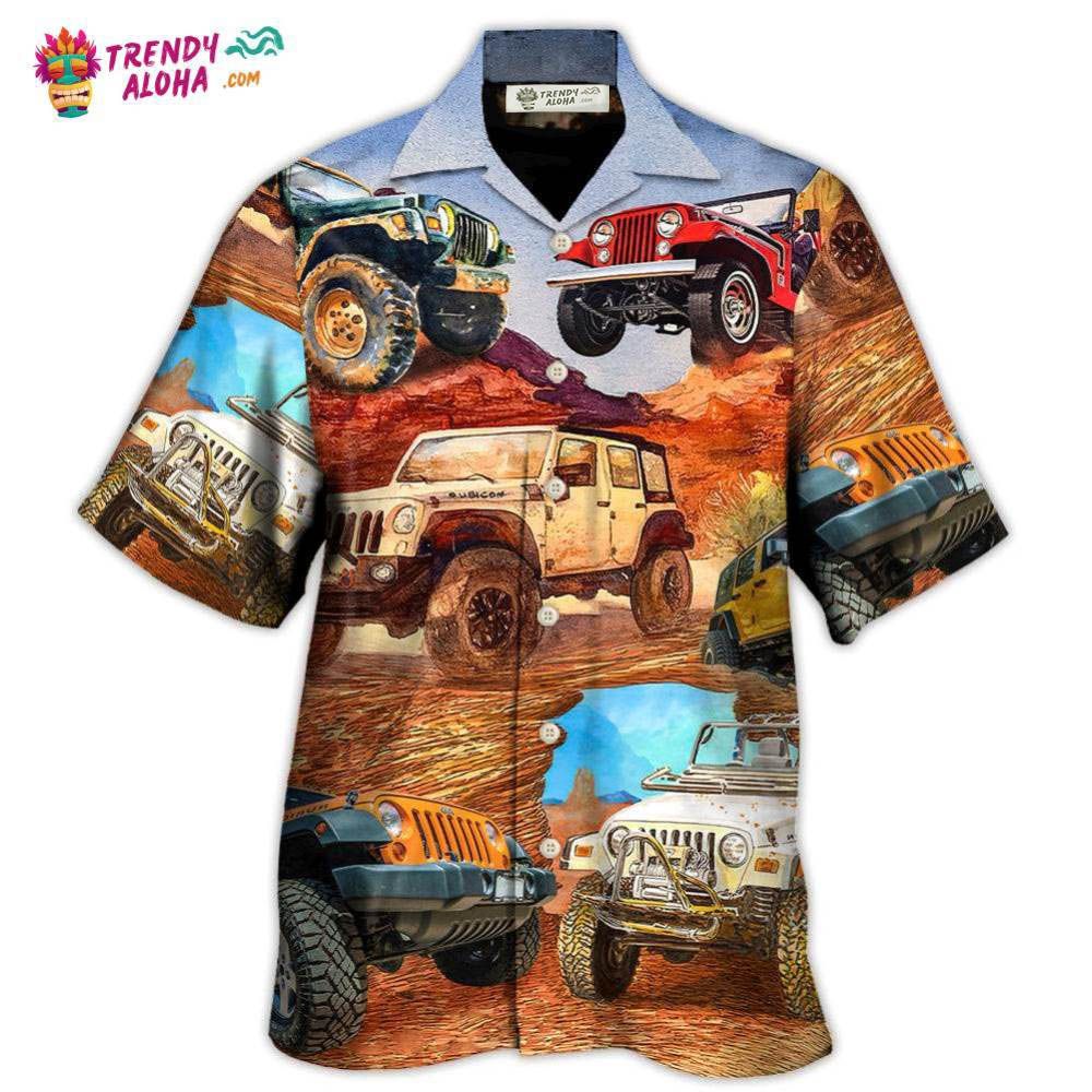 Jeep In The Desert Vintage Art Style Hawaiian Shirt – Trendy Aloha Jeep In The Desert Vintage Art Style Hawaiian Shirt – Trendy Aloha