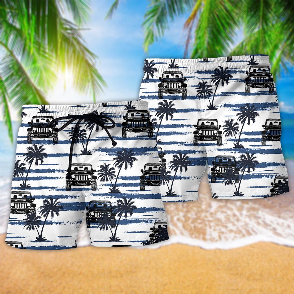 Jeep Lover Tropical Coconut Trendy Aloha Hawaiian Beach Shorts