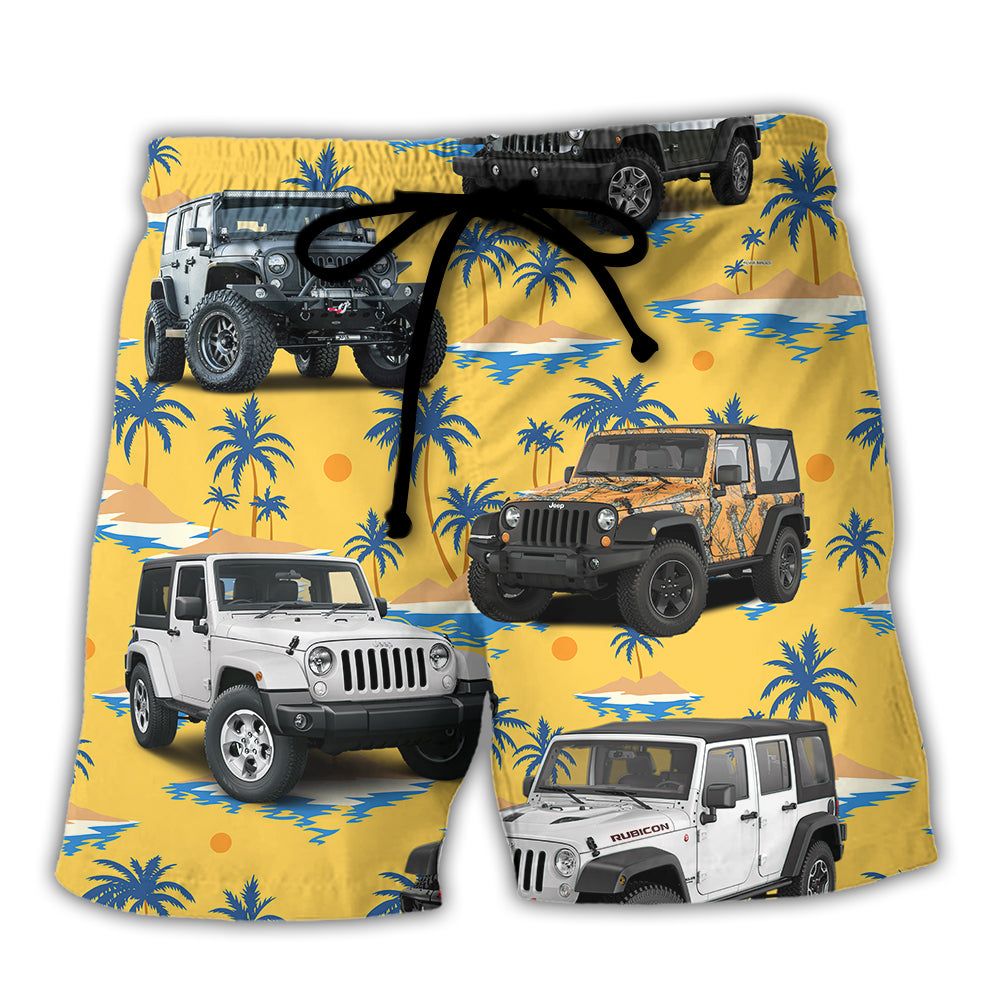 Jeep Stunning Tropical Style Trendy Aloha Hawaiian Beach Shorts Jeep Stunning Tropical Style Trendy Aloha Hawaiian Beach Shorts