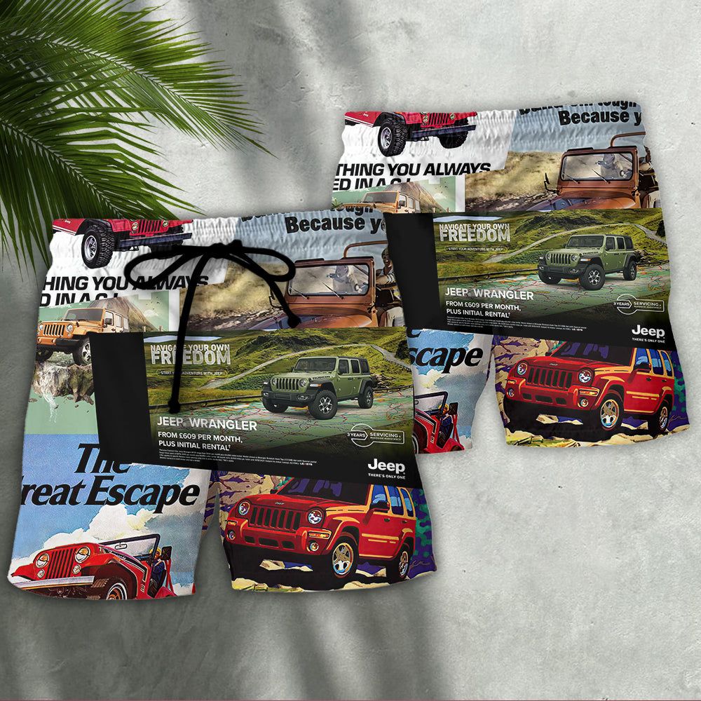 Jeep Variety Poster Trendy Aloha Hawaiian Beach Shorts