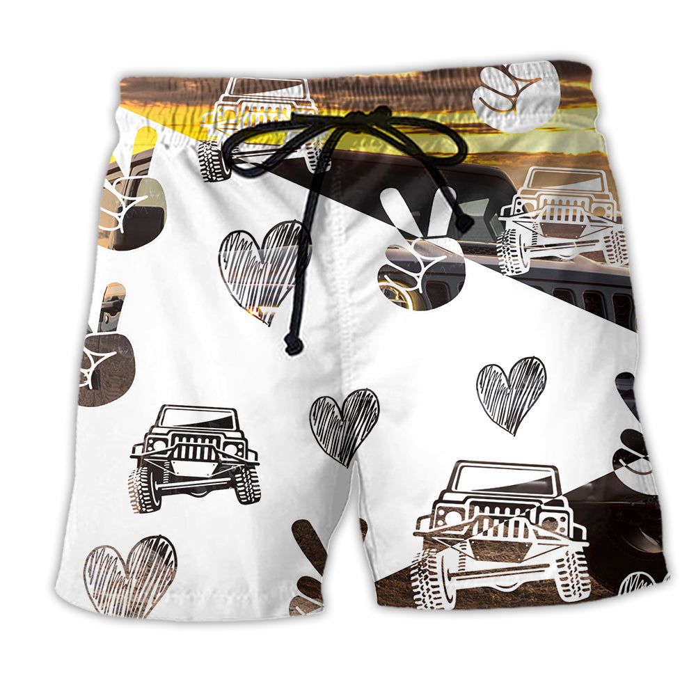 Jeep When It Get Hot Heart Trendy Aloha Hawaiian Beach Shorts Jeep When It Get Hot Heart Trendy Aloha Hawaiian Beach Shorts