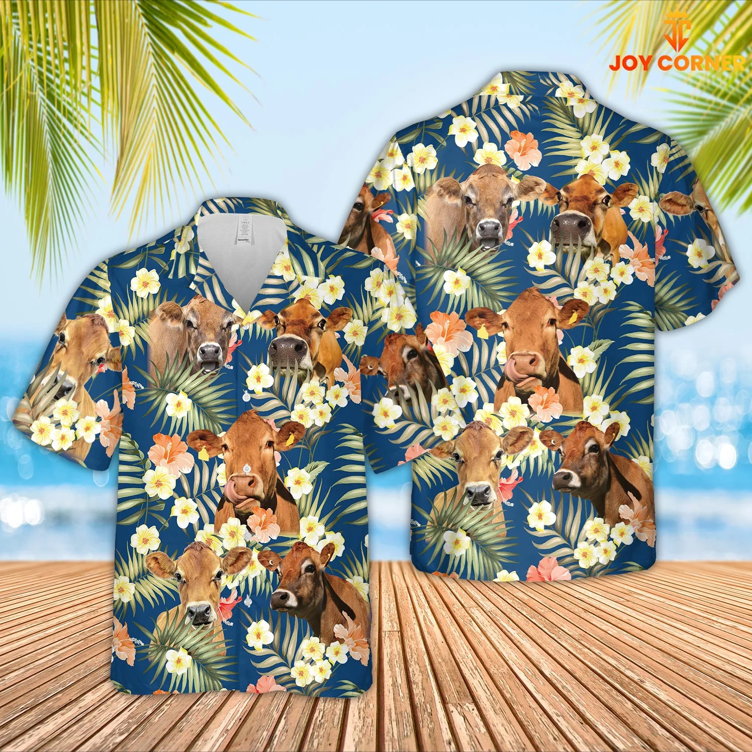 Jersey Cattle Floral 3D Hawaiian Shirt For Summertime Lovers