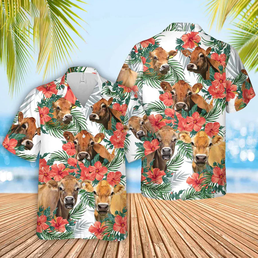 Jersey Hawaiian Flowers Trendy Hawaiian Shirt, Summer Gift For Men And Women