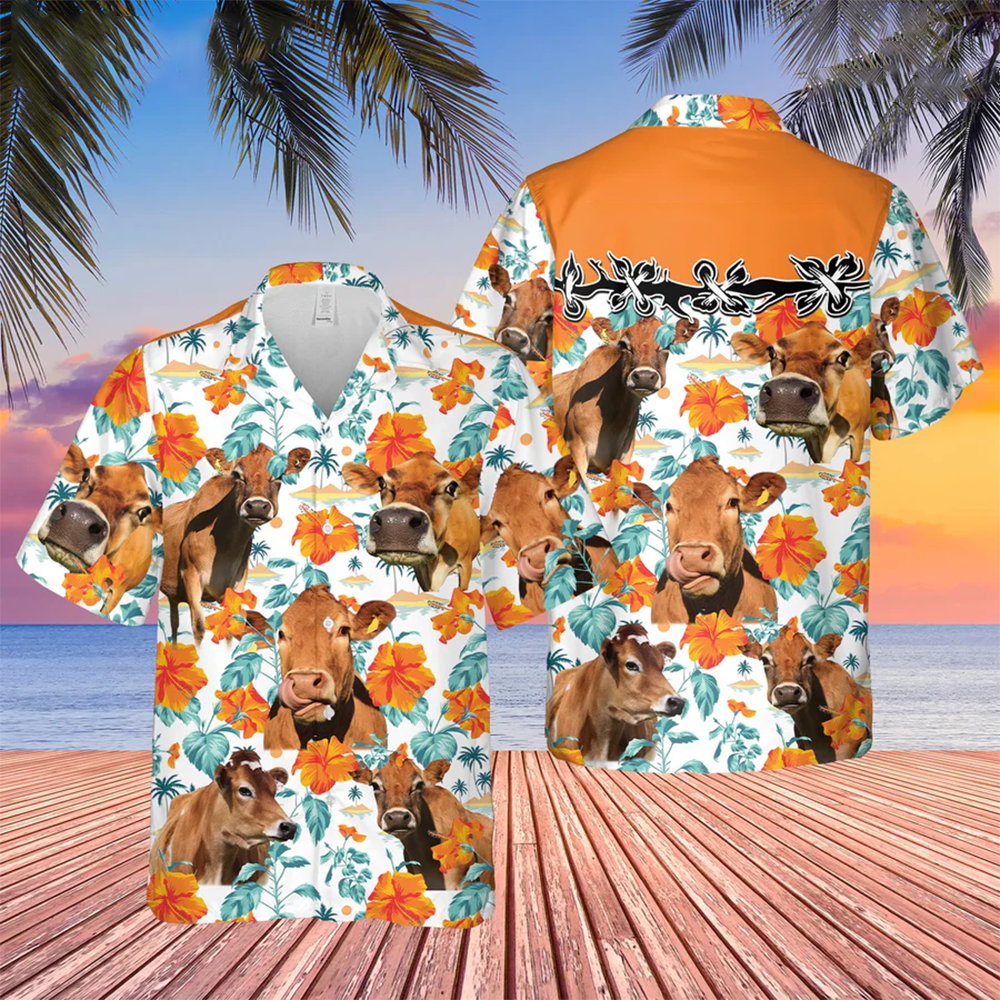 Jersey Hibiscus Floral 3D Trendy Hawaiian Shirt