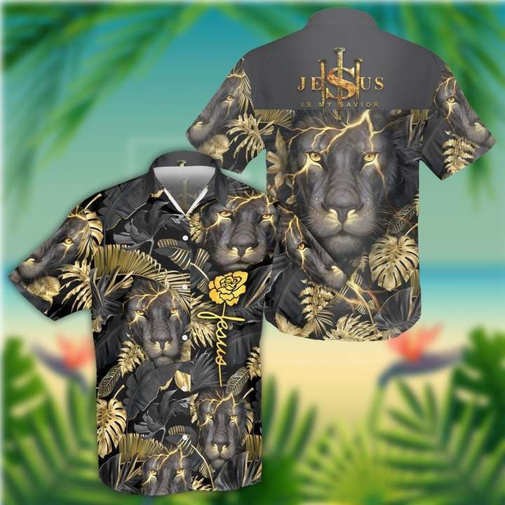 Jesus And Lion Grey Aloha Hawaiian Shirts For Men And Women