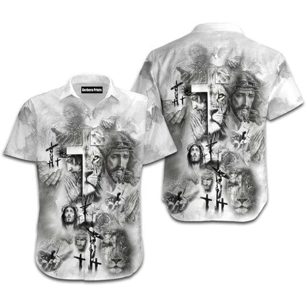 Jesus And Lion White Aloha Hawaiian Shirts For Men And Women