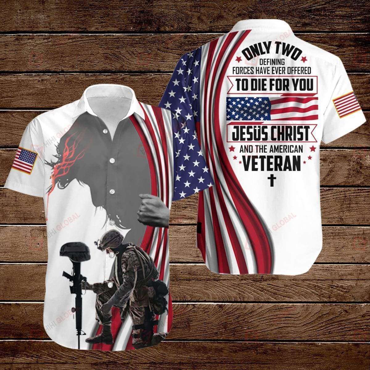Jesus Christ And The American Veteran Aloha Hawaiian Shirts For Men And Women |