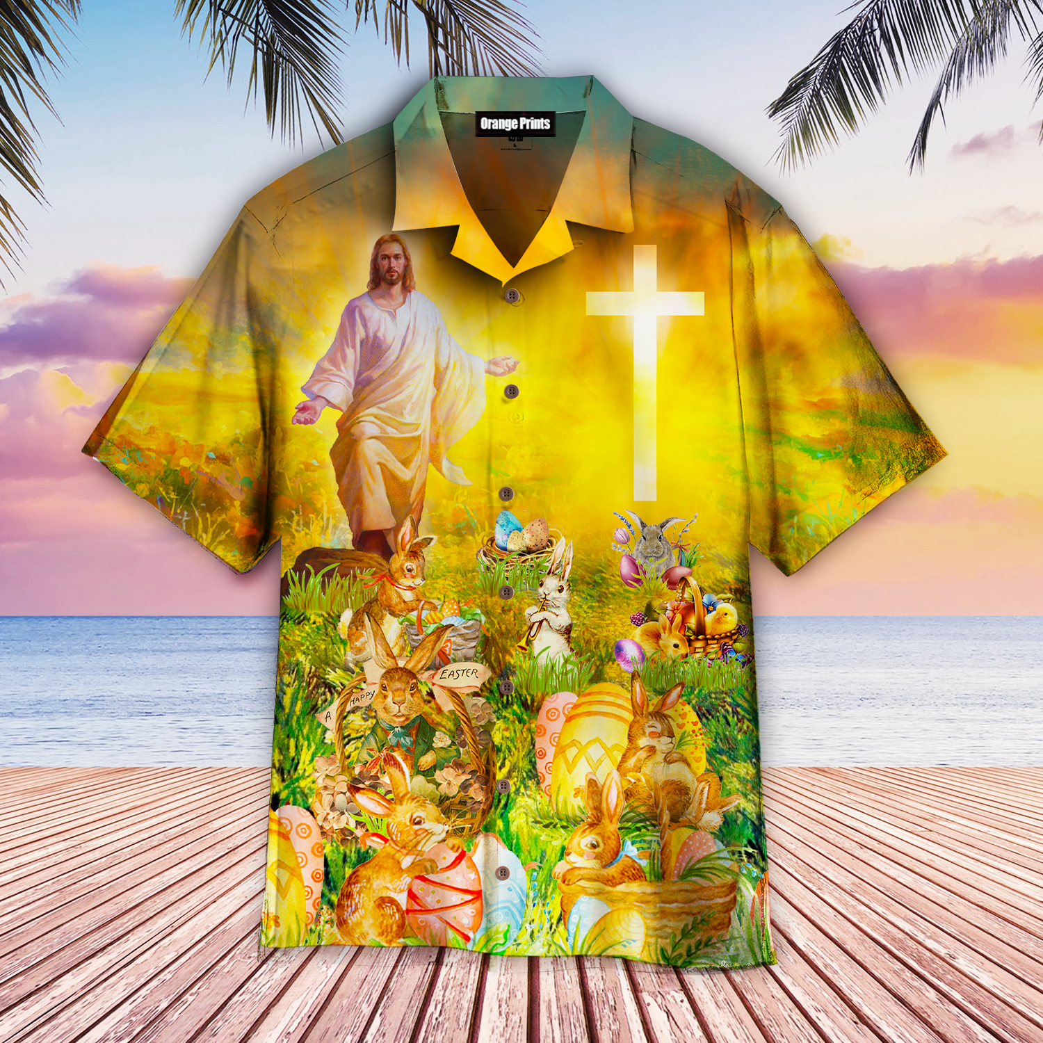 Jesus Christ With Easter Bunny Aloha Hawaiian Shirts For Men And Women |
