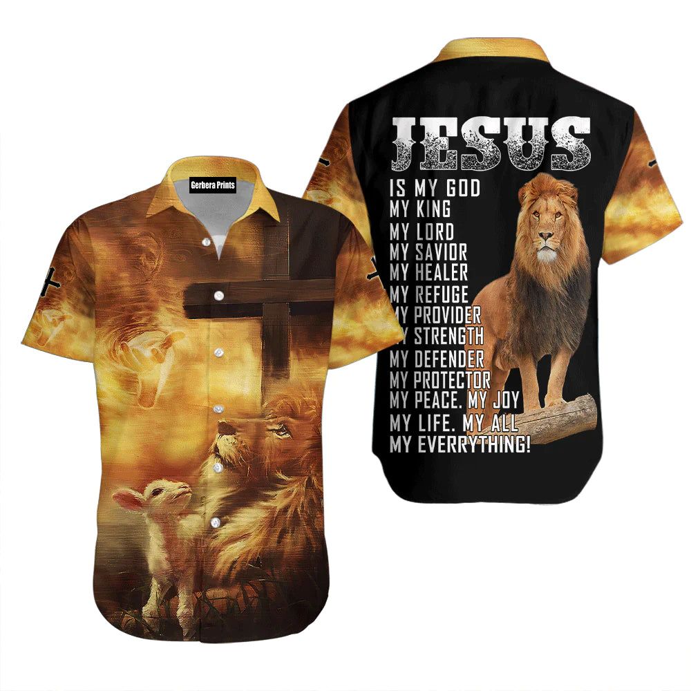 Jesus Easter Day Lion Flame Aloha Hawaiian Shirts For Men And For Women