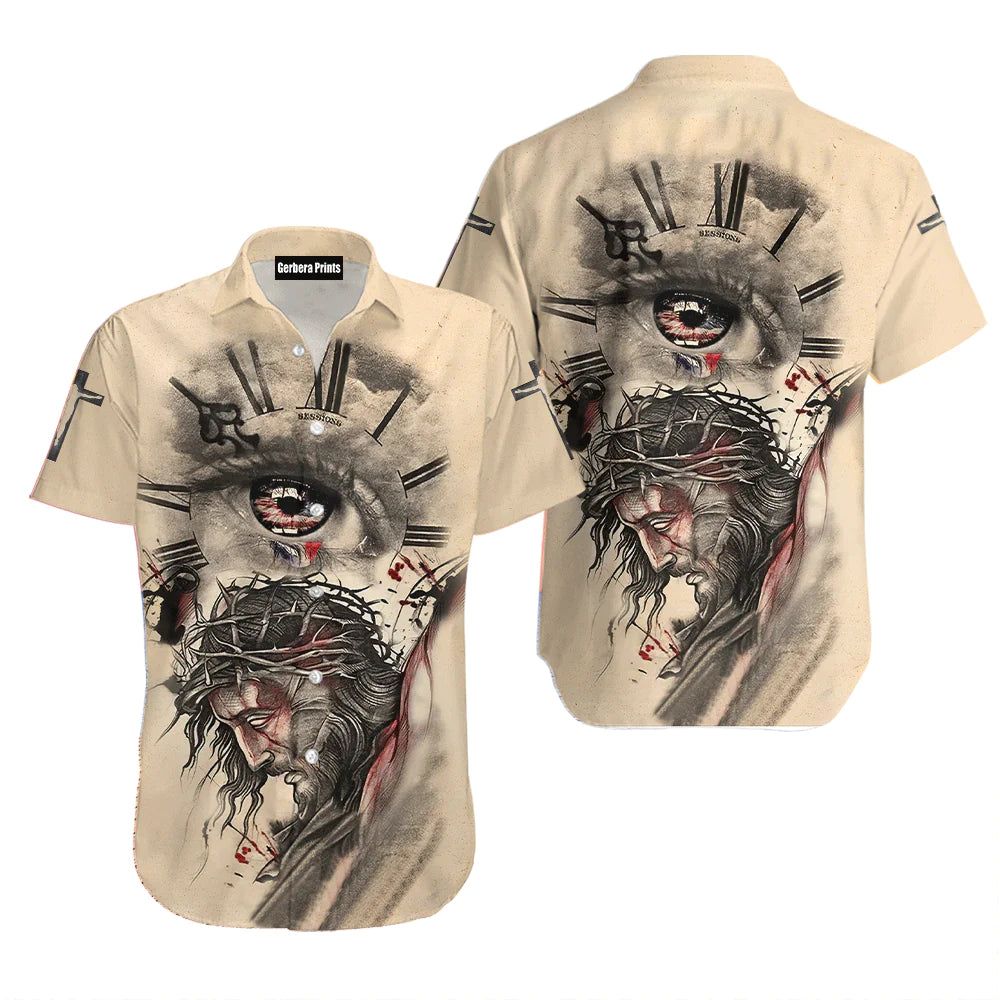 Jesus Eye Clock Aloha Hawaiian Shirts For Men And For Women