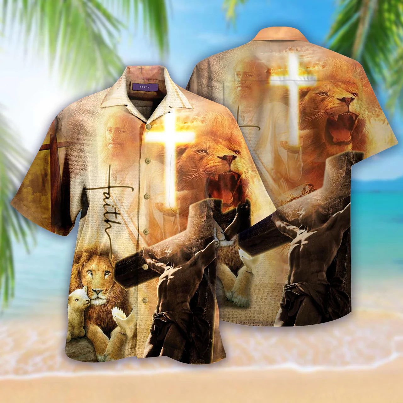 Jesus Faith Hope Love Brown Aloha Hawaiian Shirts For Men And Women