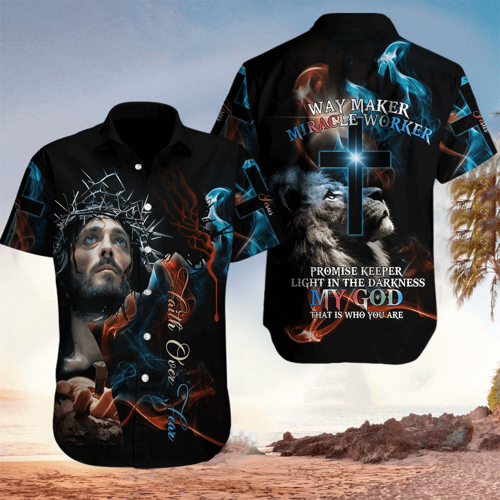 Jesus Faith Over Fear Christian Trendy Hawaiian Shirt – Christian Trendy Hawaiian Shirts For Men & Women