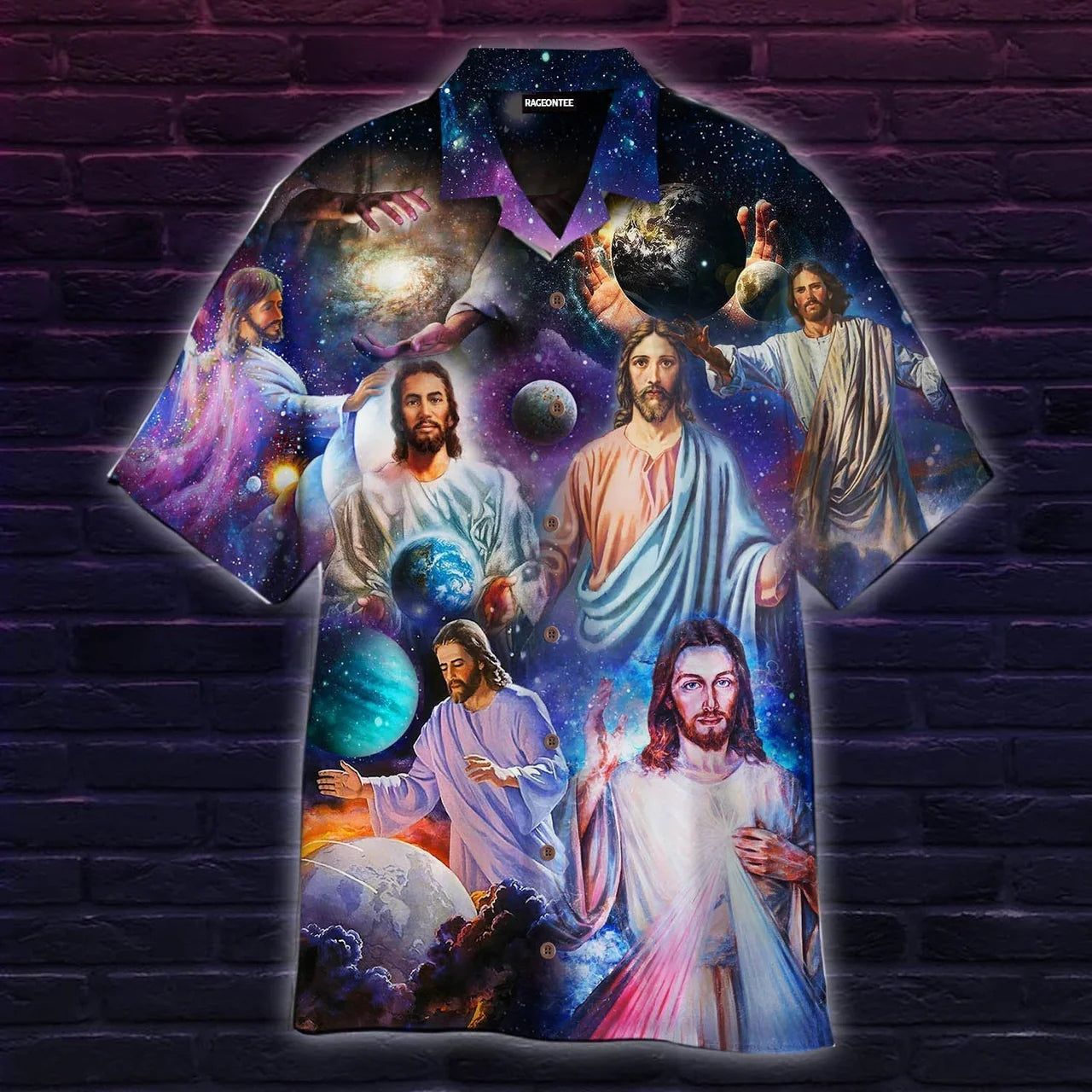 Jesus In Colorful Universe Aloha Hawaiian Shirts For Men & For Women