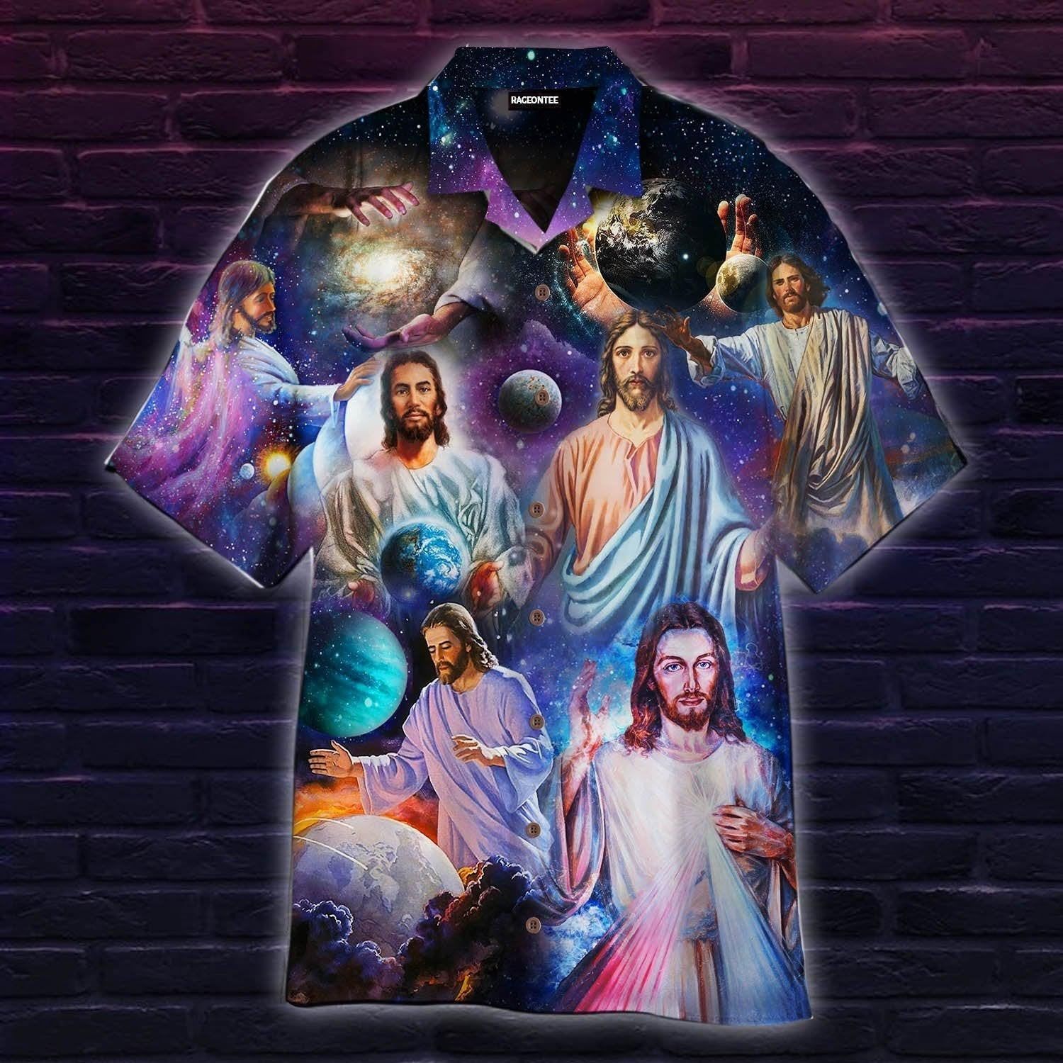 Jesus In Colorful Universe Hawaiian Shirt | For Men & Women |