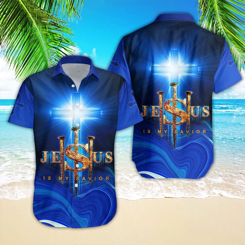 Jesus Is My Savior Blue Aloha Hawaiian Shirts For Men And For Women