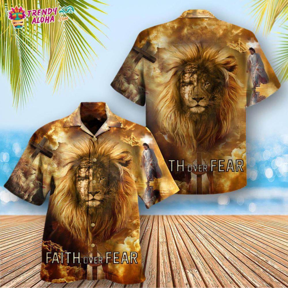 Jesus Lion Faith Over Fear Psalms Hawaiian Shirt – Trendy Aloha