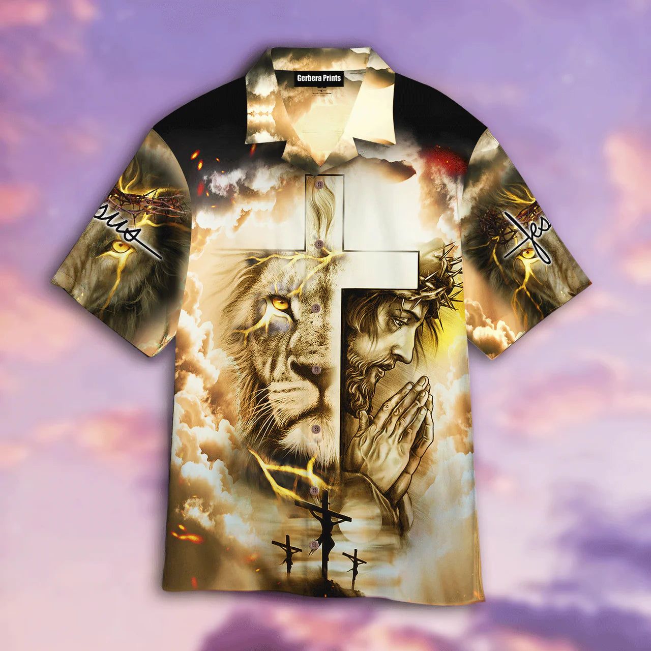 Jesus Lion Yellow And Black Aloha Hawaiian Shirts For Men And For Women