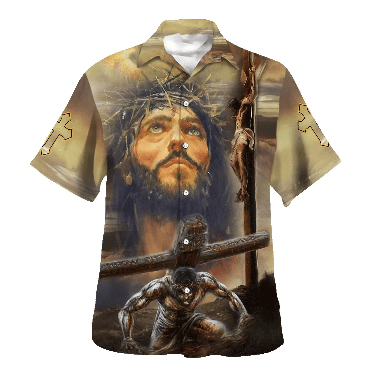 Jesus Portrait Crucifixion Of Jesus Trendy Hawaiian Shirts For Men & Women – Christian Trendy Hawaiian Shirt – Hawaiian Summer Shirts