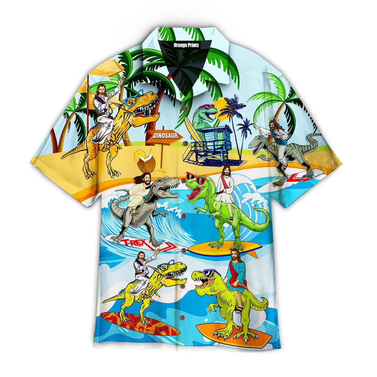 Jesus Ride A Dinosaur Hawaiian Shirt | For Men & Women |