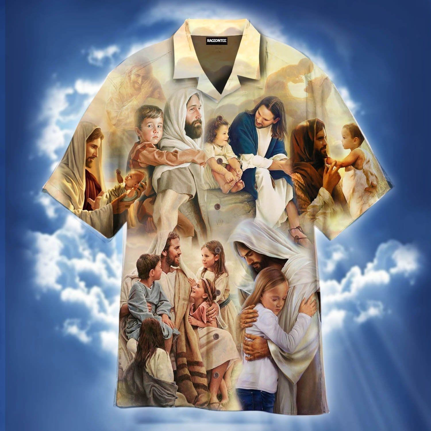 Jesus With The Children Aloha Hawaiian Shirts For Men And Women |