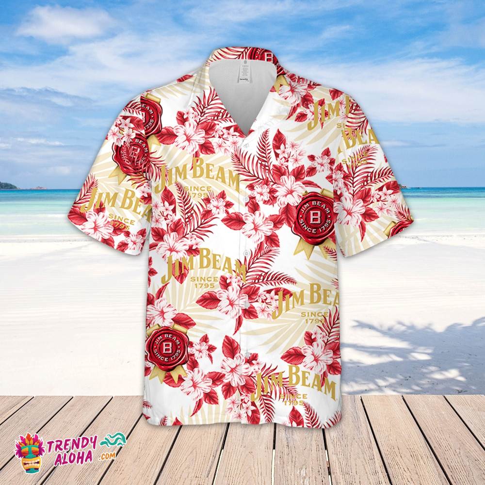 Jim Beam Hawaiian Flowers Pattern Shirt, Hawaiian Beer Lover Shirt, Classic Flowers Beer Aloha Shirt