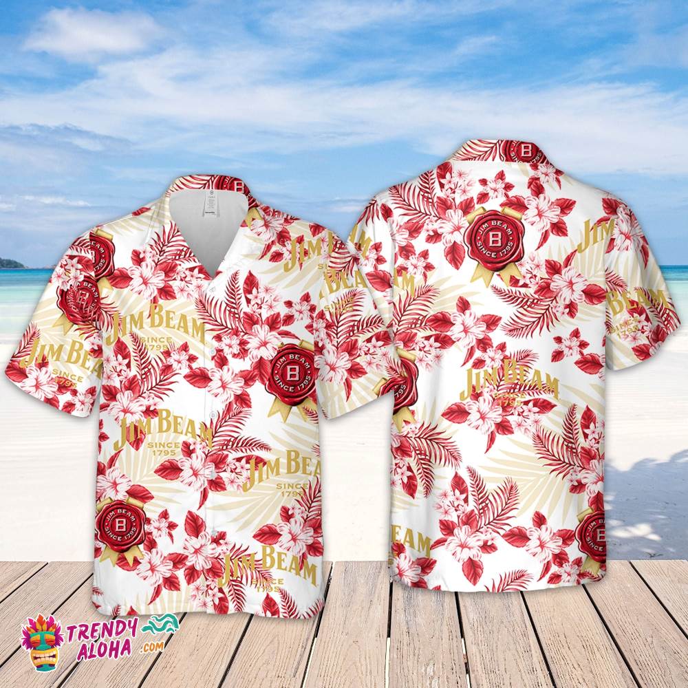 Jim Beam Hawaiian Flowers Pattern Shirt, Hawaiian Beer Lover Shirt, Classic Flowers Beer Aloha Shirt